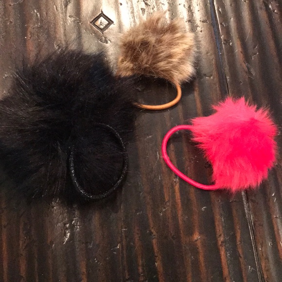 Selling as trio! Black, Pink, and Brown Pom Pom. - Picture 1 of 4